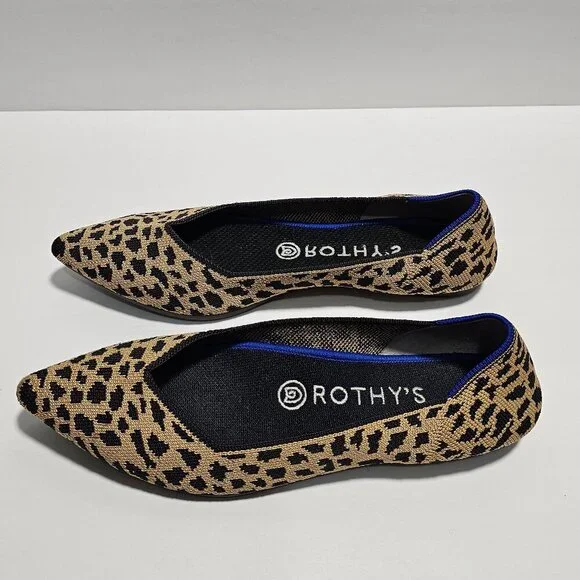 Rothy's Brown and Black Leopard Point Flats Sleek Loafers size 8.5 - Picture 3 of 8